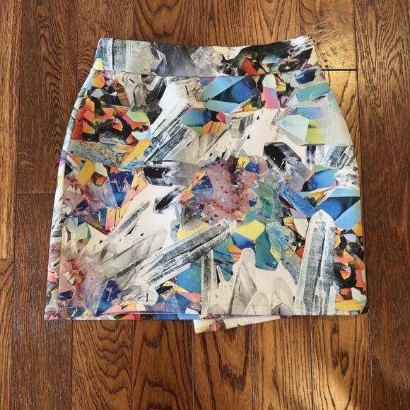 Jaded London Crystal Cyberwave Asymmetrical Skirt Womens M Stretch Abstract UK - Picture 10 of 16